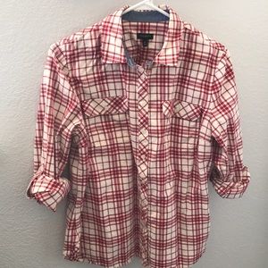 Red Plaid Talbots button down shirt, size 12